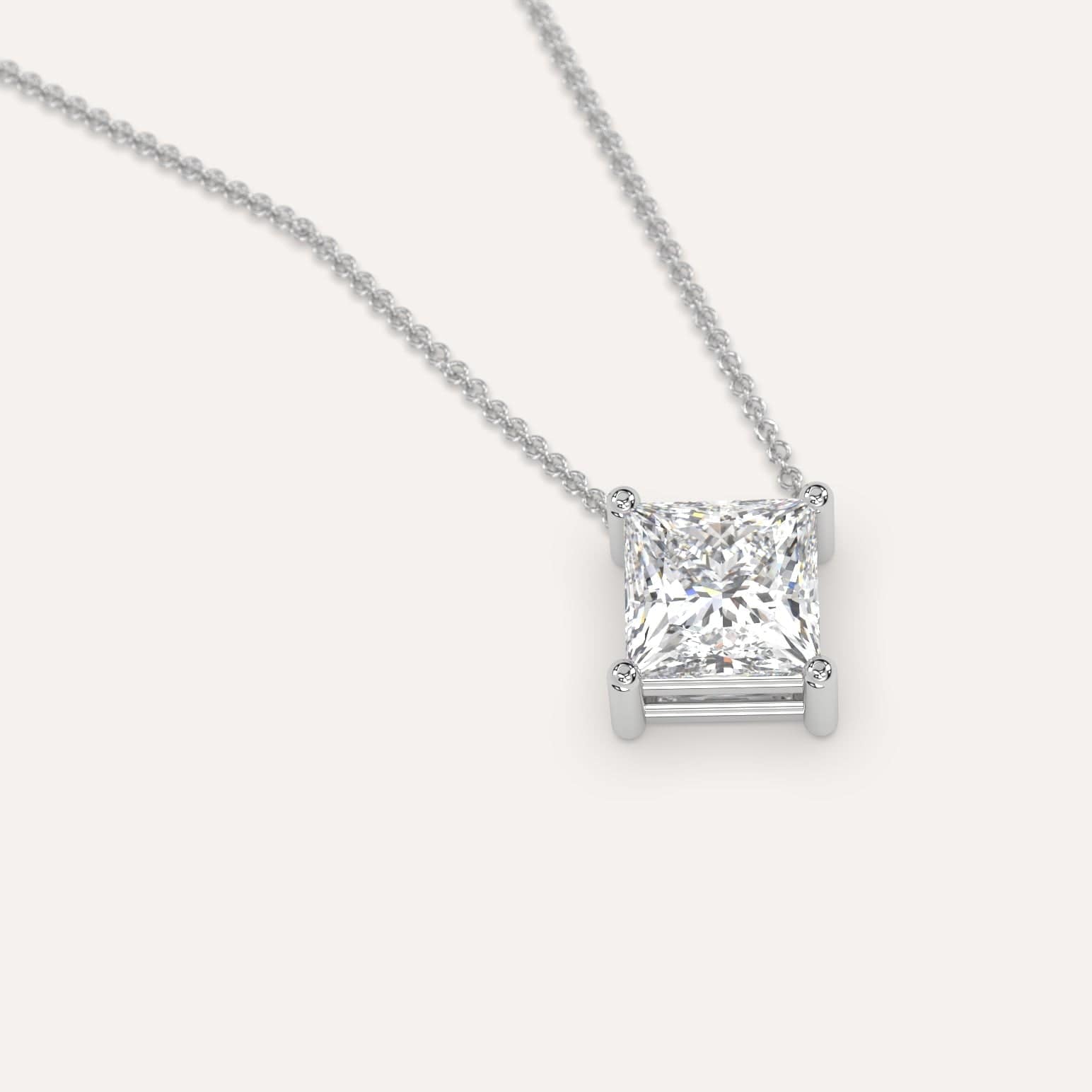 2 Carat Princess Cut Floating Diamond Pendant Necklace for Women - Elegant Gift for Anniversary, Wedding & Special Occasions