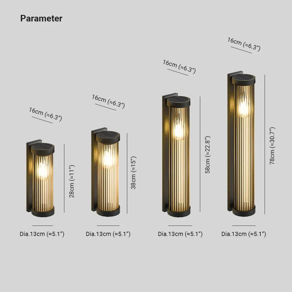 Modern Striped Glass Outdoor Wall Sconce Lights - Waterproof Column Lighting for Porch, Patio, Garden & Exterior Home Decor