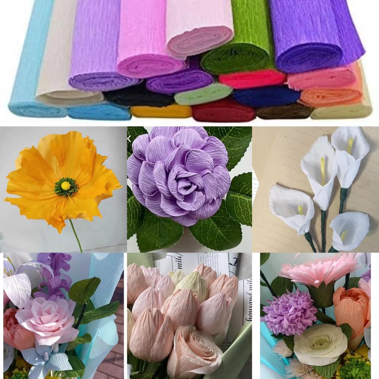 Lmlliang Crepe Paper Rolls - 250 × 25cm, DIY Gift Wrapping Paper for Crafts, Birthday, Wedding, Holiday Decorations & Paper Flowers (Green) - Perfect for Party Decor, Scrapbooking, and School Projects