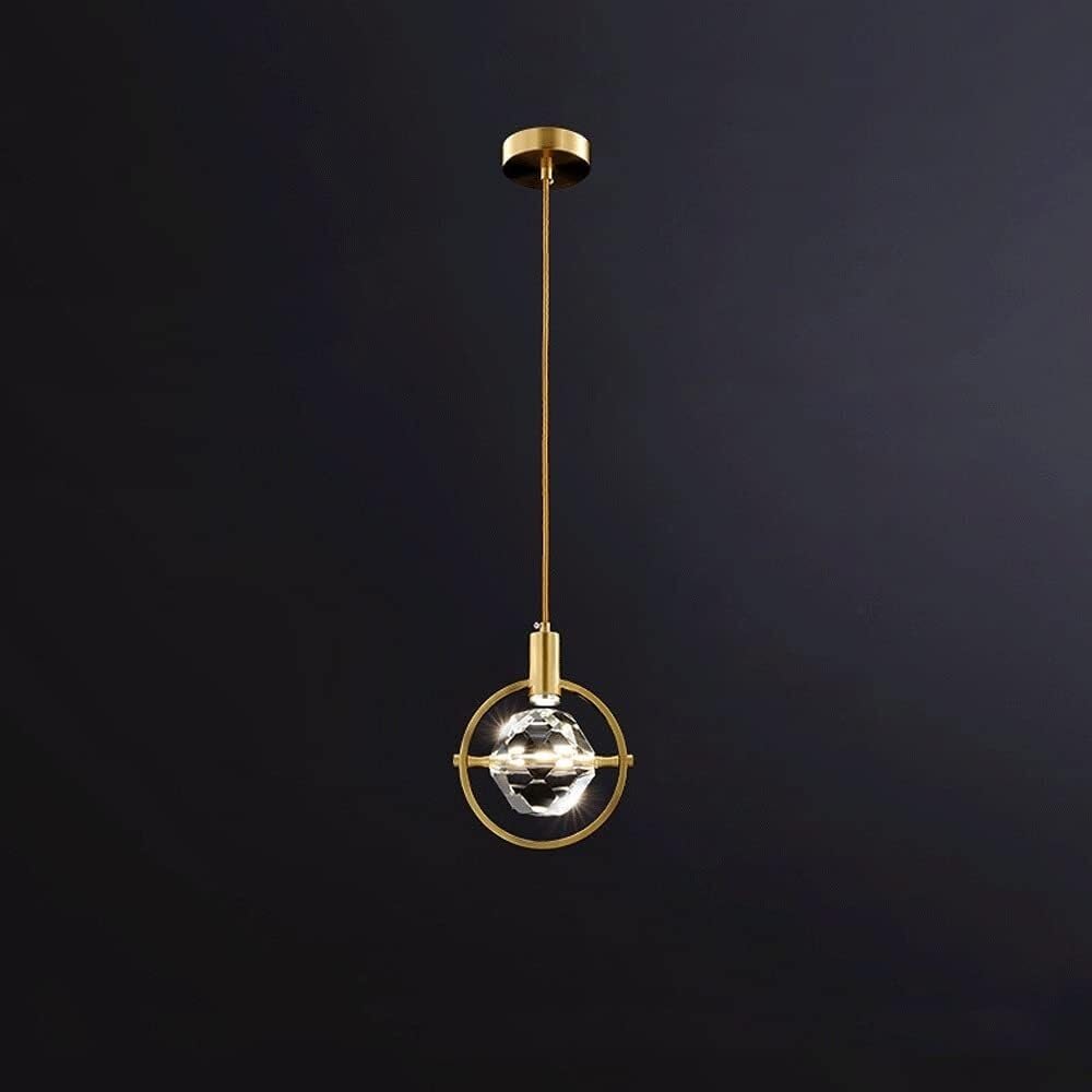 Modern Crystal Chandelier Lighting Fixture - Adjustable Brass Pendant Light for Bedroom, Living Room & Dining Room | Elegant Ceiling Lamp with G4 Bulb | Perfect Home Decor & Surprise Gift