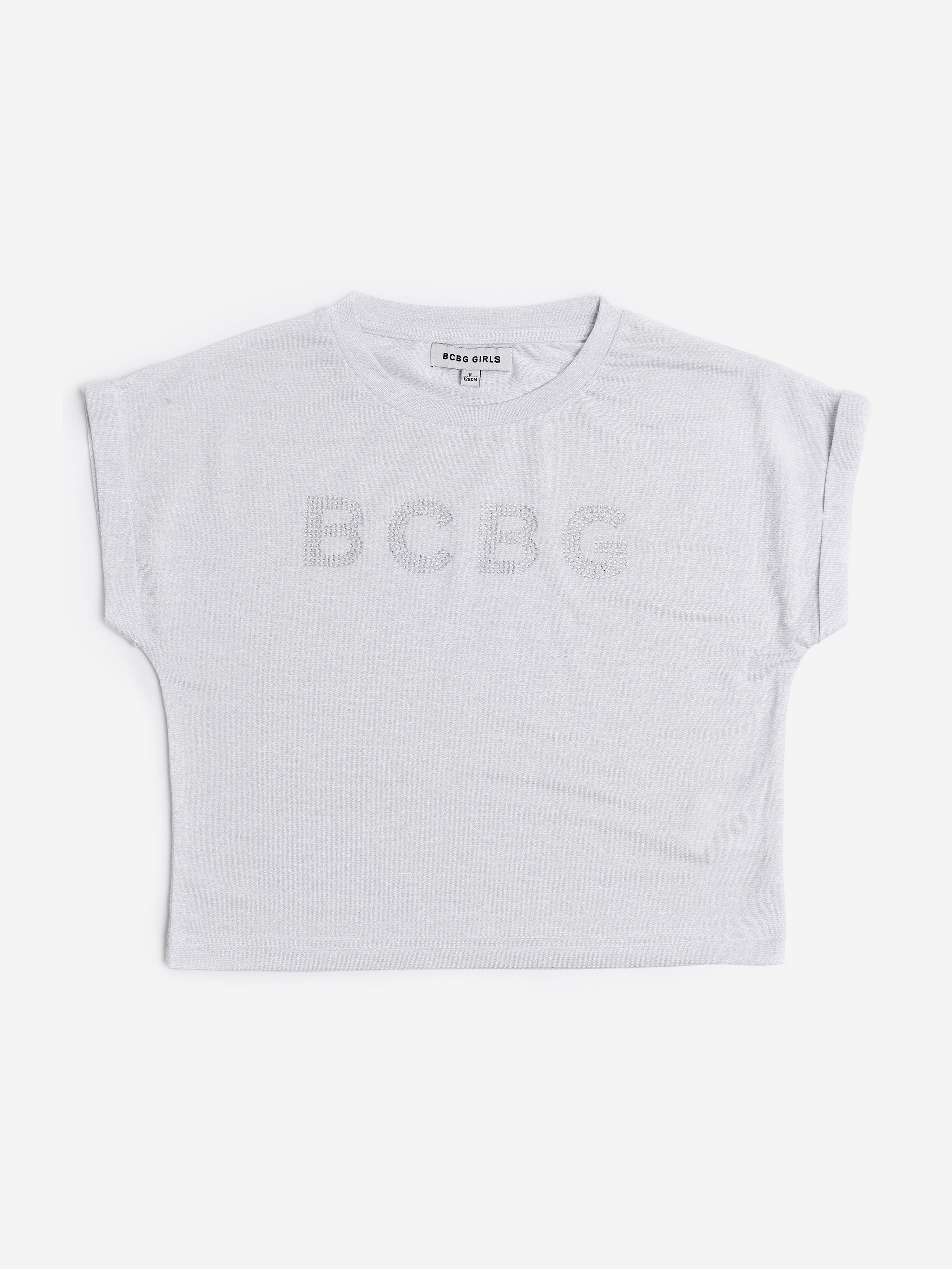 BCBG Girls Grey Glitter T-Shirt | Sparkly Casual Tee for Kids | Perfect for Parties, School & Everyday Wear