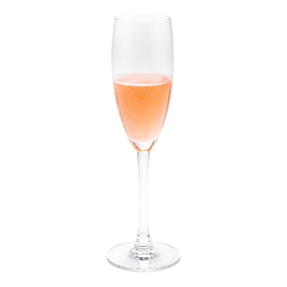 Restaurantware Voglia Nude 6 Ounce Champagne Glasses Set of 12 - Premium Crystal Flute Glasses with Laser-Cut Rim, Dishwasher Safe Stemware for Weddings, Parties & Daily Use | Fine-Blown Crystal Champagne Flutes for Special Occasions & Elegant Dining