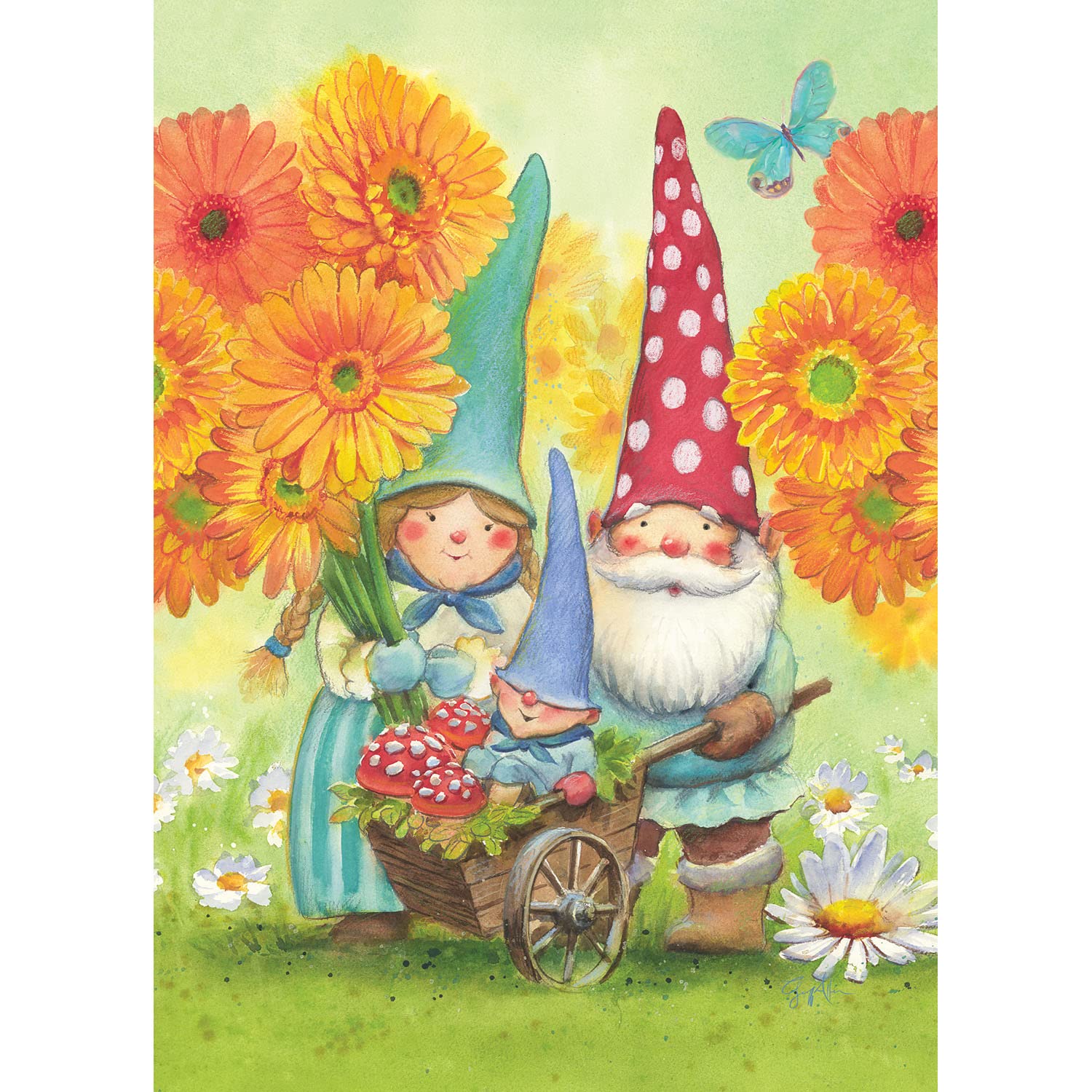 Evergreen Gnome Family Garden Waffle Flag - Outdoor Decor for Yard, Patio & Garden - Perfect for Seasonal and Holiday Decoration