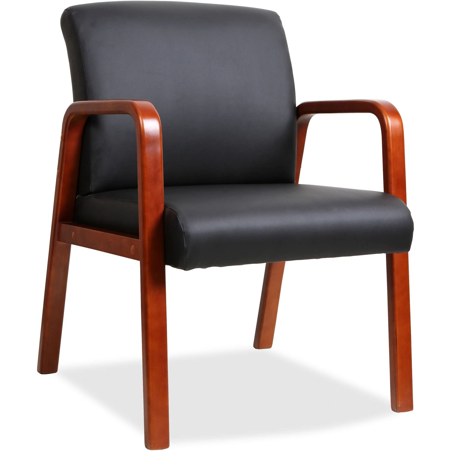 Lorell Guest Chair - Black & Cherry Finish, Ergonomic Office Chair for Visitors - Perfect for Reception Areas, Conference Rooms & Home Offices
