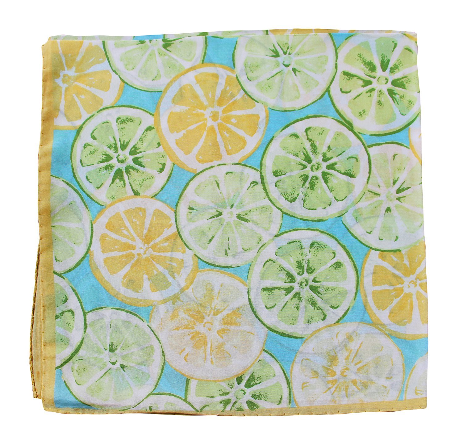 100% Silk Head Scarf for Women - 20x20 Inches Italian Made Lemon Print Square Scarf - Perfect for Hair Accessories, Beach Cover-Ups & Fashion Styling
