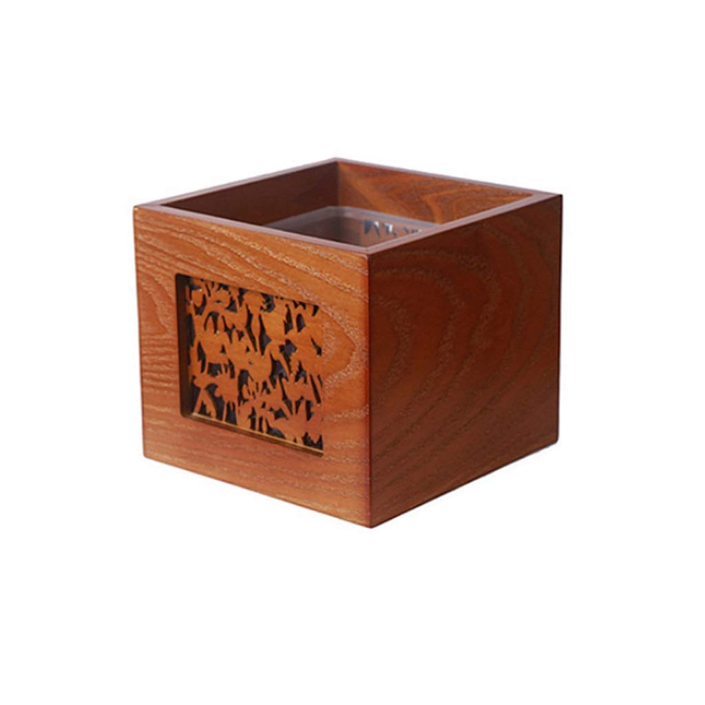 Antique Wooden Mini Desktop Trash Can - Portable Lidless Waste Bin for Living Room, Bedroom & Office | Wood Storage Box & Paper Waste Basket | Vintage Yellow Small Garbage Can for Home, Desk & Coffee Table Use