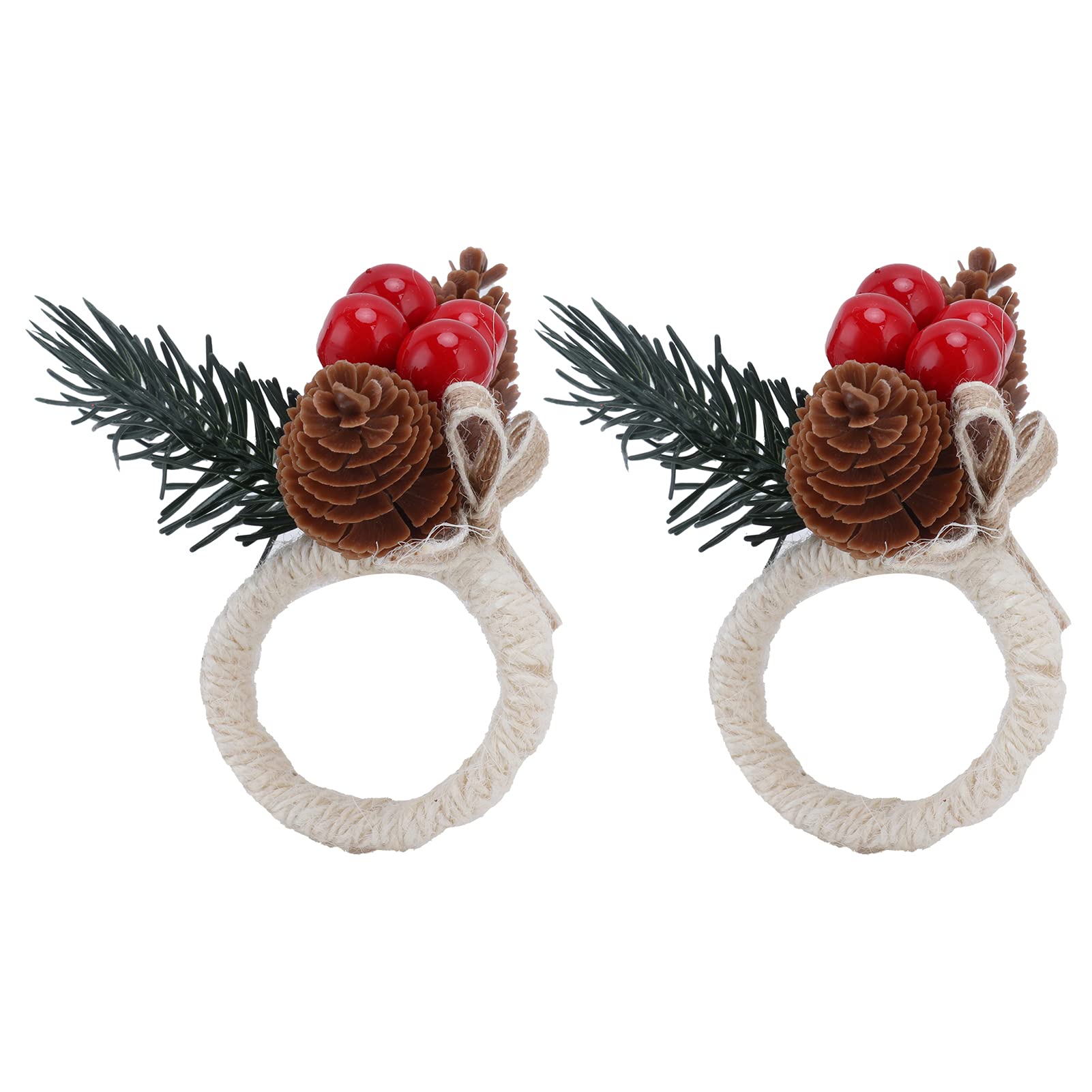 Christmas Pine Cone Napkin Rings (2pcs) - Floral Decor for Home & Restaurant