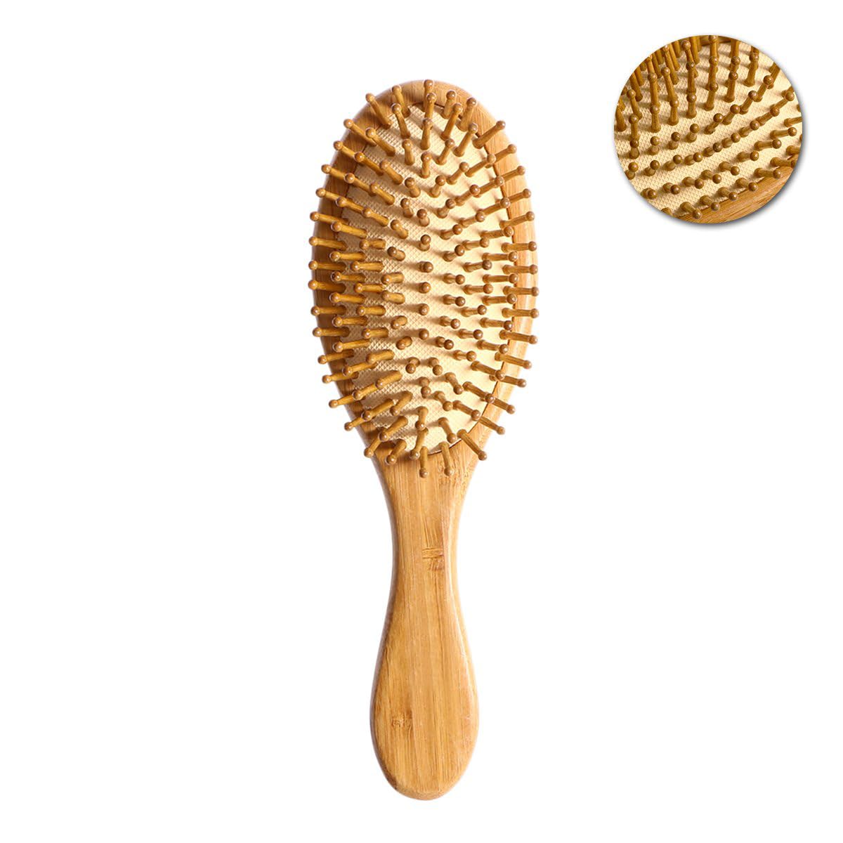 Street27® Natural Bamboo Wood Comb - Anti-Static Paddle Hair Brush for Women & Men with Cushion Massage, Detangling & Scalp Stimulation - Perfect for Daily Hair Care, Reducing Hair Loss & Promoting Healthy Hair Growth (Medium Size)