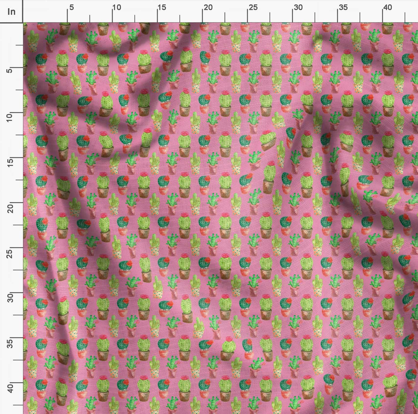 Soimoi Moss Georgette Pink Fabric by The Yard - 42 Inch Wide Southwestern Cactus Print Textile for DIY Home Decor, Fashion Sewing & Bohemian Style Projects - Perfect for Curtains, Dresses, Table Runners and Crafting