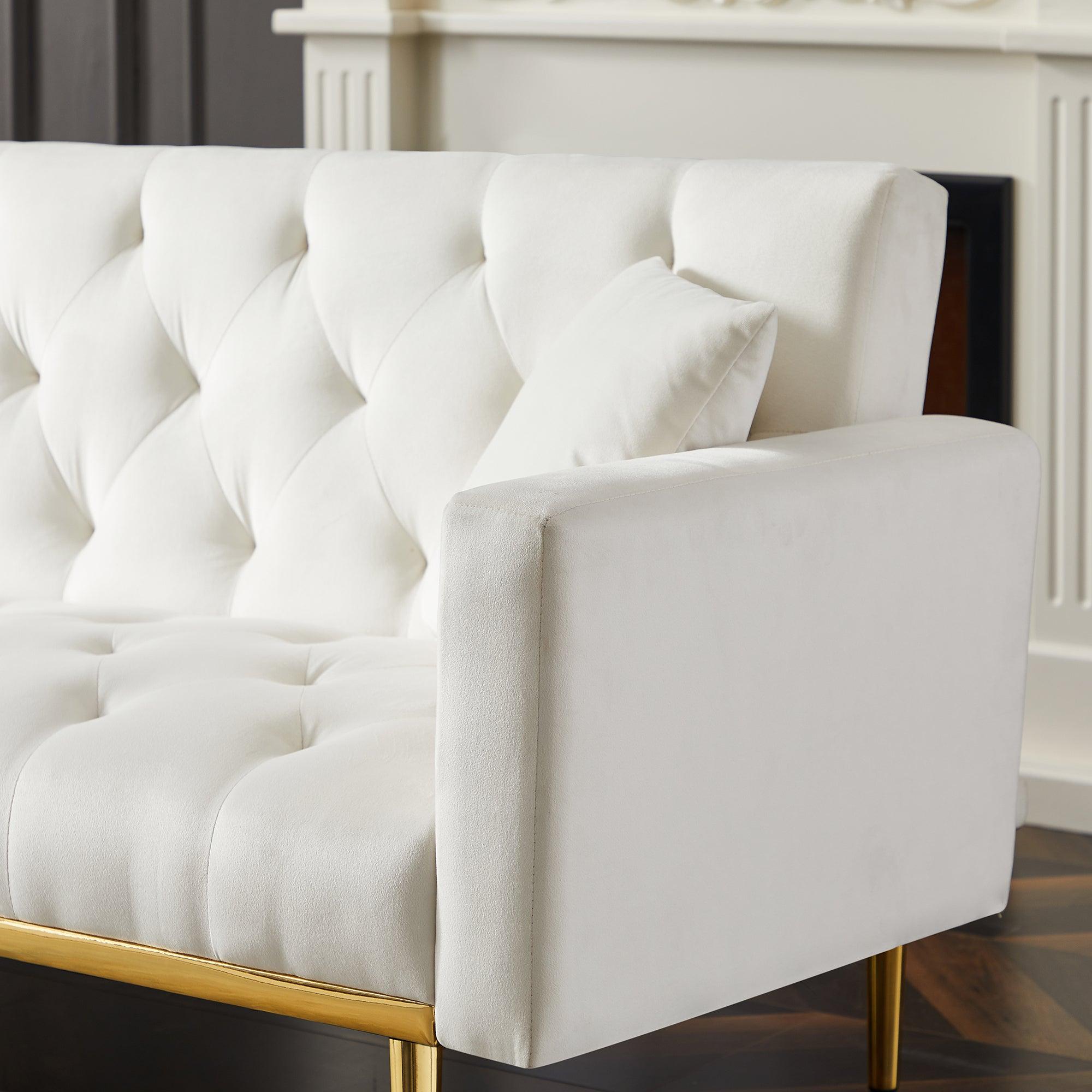 Cream White Convertible Folding Futon Sofa Bed - Space Saving Sleeper Couch for Small Apartments, Guest Rooms & Studio Living | Perfect for Compact Spaces, Overnight Guests & Multi-Functional Furniture Needs