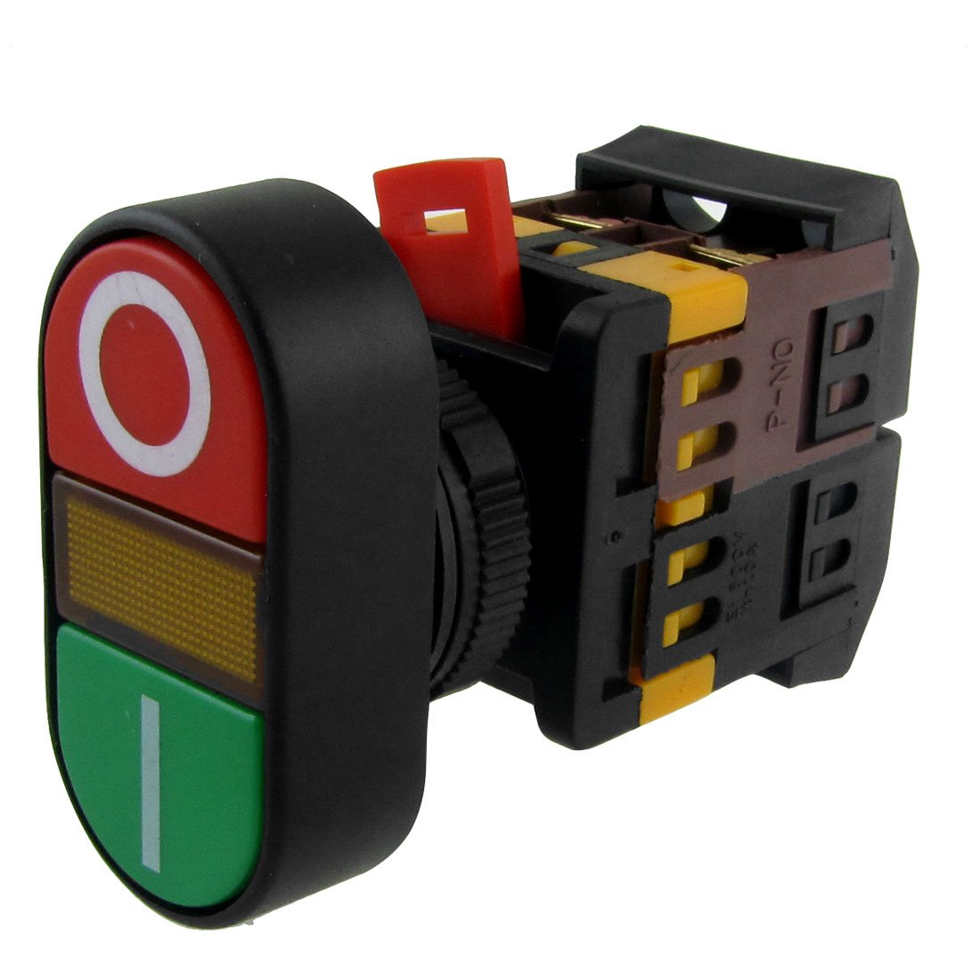 uxcell® ON-OFF START STOP Push Button Switch with LED Light Indicator - Momentary Red/Green Power Switch for Industrial Control Panels, Machinery, and DIY Electronics Projects