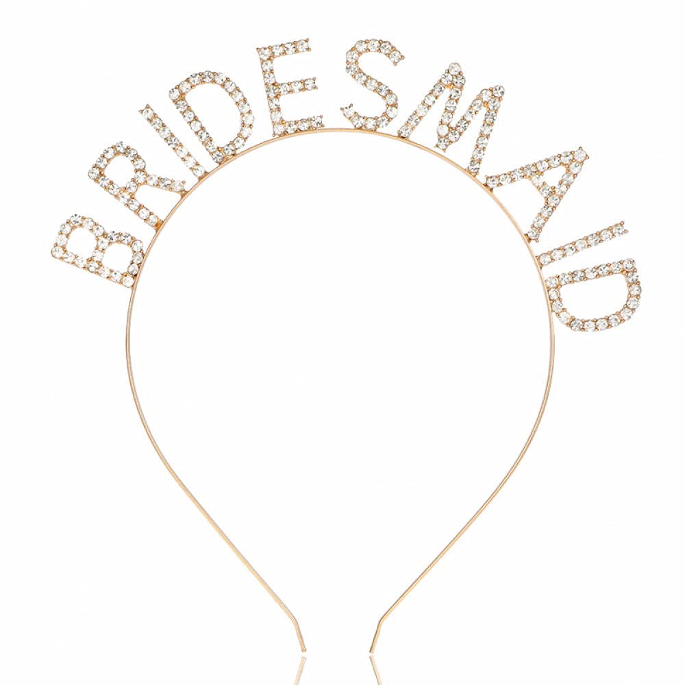 Retro Alloy Rhinestone Alphabet Hair Band - Gold Wedding Headpiece for Bride, Bridesmaid, Prom & Special Occasions