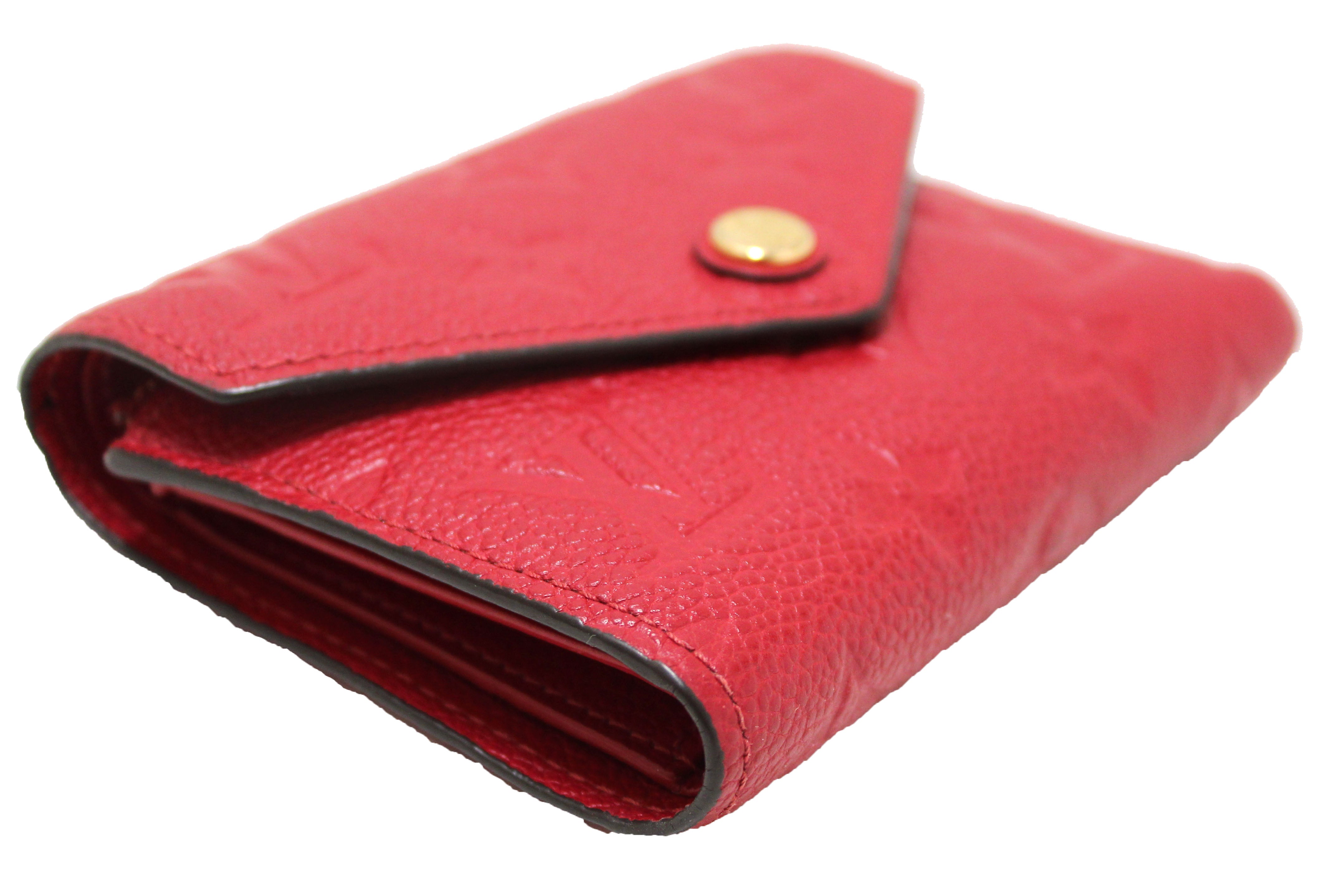 Authentic Louis Vuitton Red Monogram Empreinte Leather Victorine Wallet | Luxury Women's Compact Wallet | Perfect for Everyday Use, Travel & Gift Giving