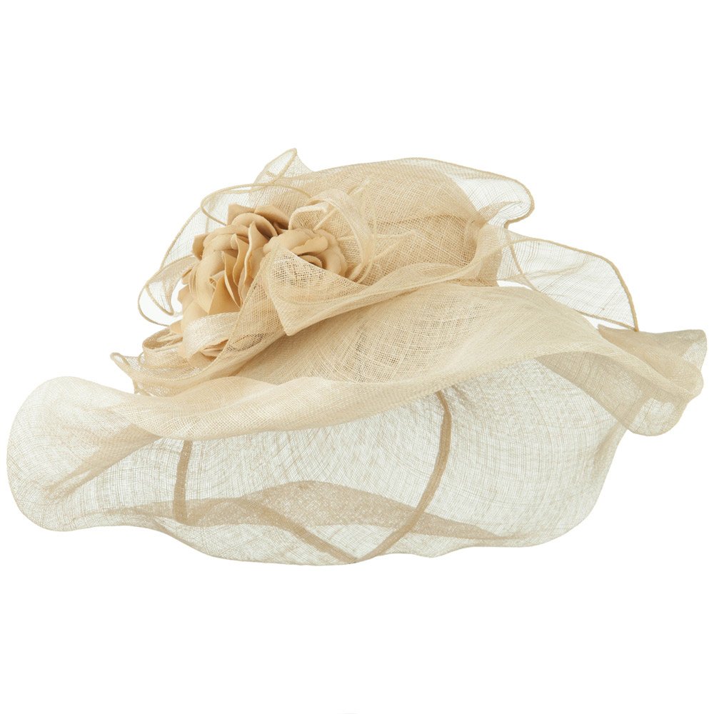 Jeanne Simmons Crownless Folded Brim Sinamay Hat - Elegant Women's Summer Sun Hat for Weddings, Garden Parties & Beach Vacations
