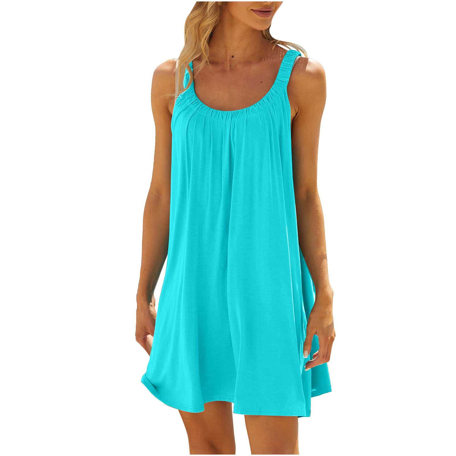 Women's Beach Dresses 2024 - Summer Vacation Sundresses, Sleeveless Casual Tank Mini Dress & Bathing Suit Cover Up | Perfect for Pool Parties, Beach Getaways & Tropical Vacations