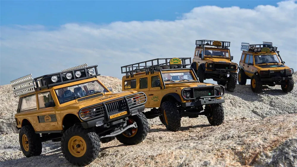FMS FCX24M 1/24 Scale 4WD RC Rock Crawler Truck - Licensed Range Rover Camel Trophy Edition with LED Lights | 2.4G Remote Control Off-Road Vehicle for Indoor/Outdoor Crawling & Trail Adventures