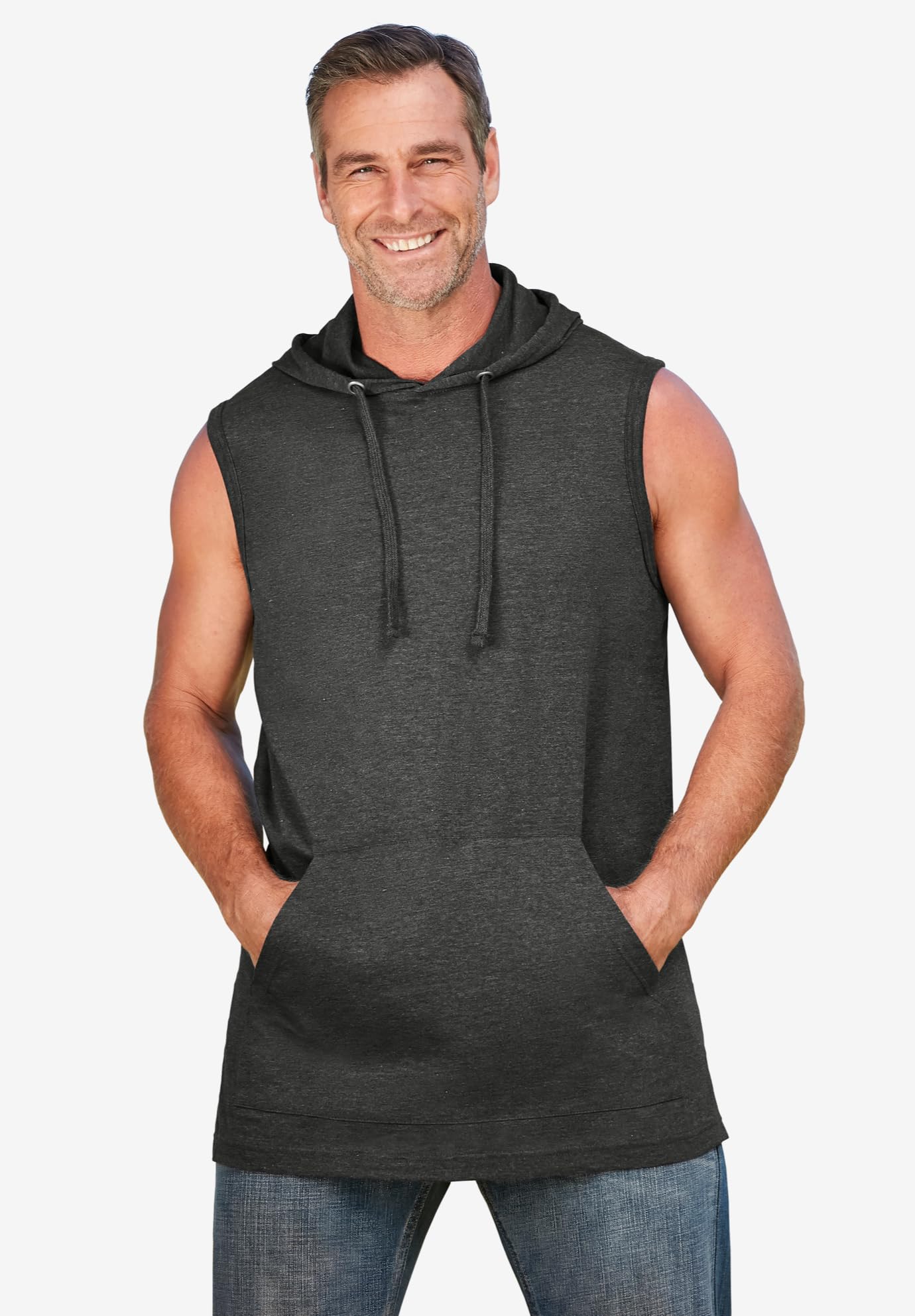 KingSize Men's Big & Tall Lightweight Muscle Hoodie Tee - Comfortable Workout & Gym Wear for Plus Size Men
