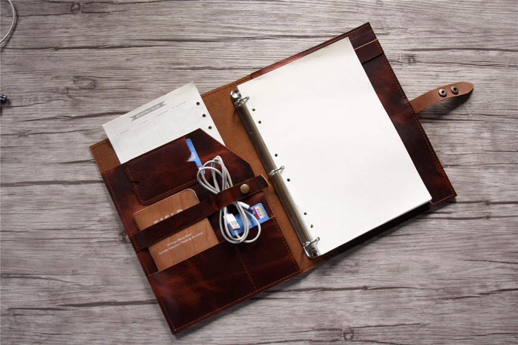 Personalized Luxury Brown Leather Binder Wedding Folder - Elegant Wedding Invitation Holder, Guest Book & Keepsake Organizer for Bridal Shower, Anniversary & Special Events