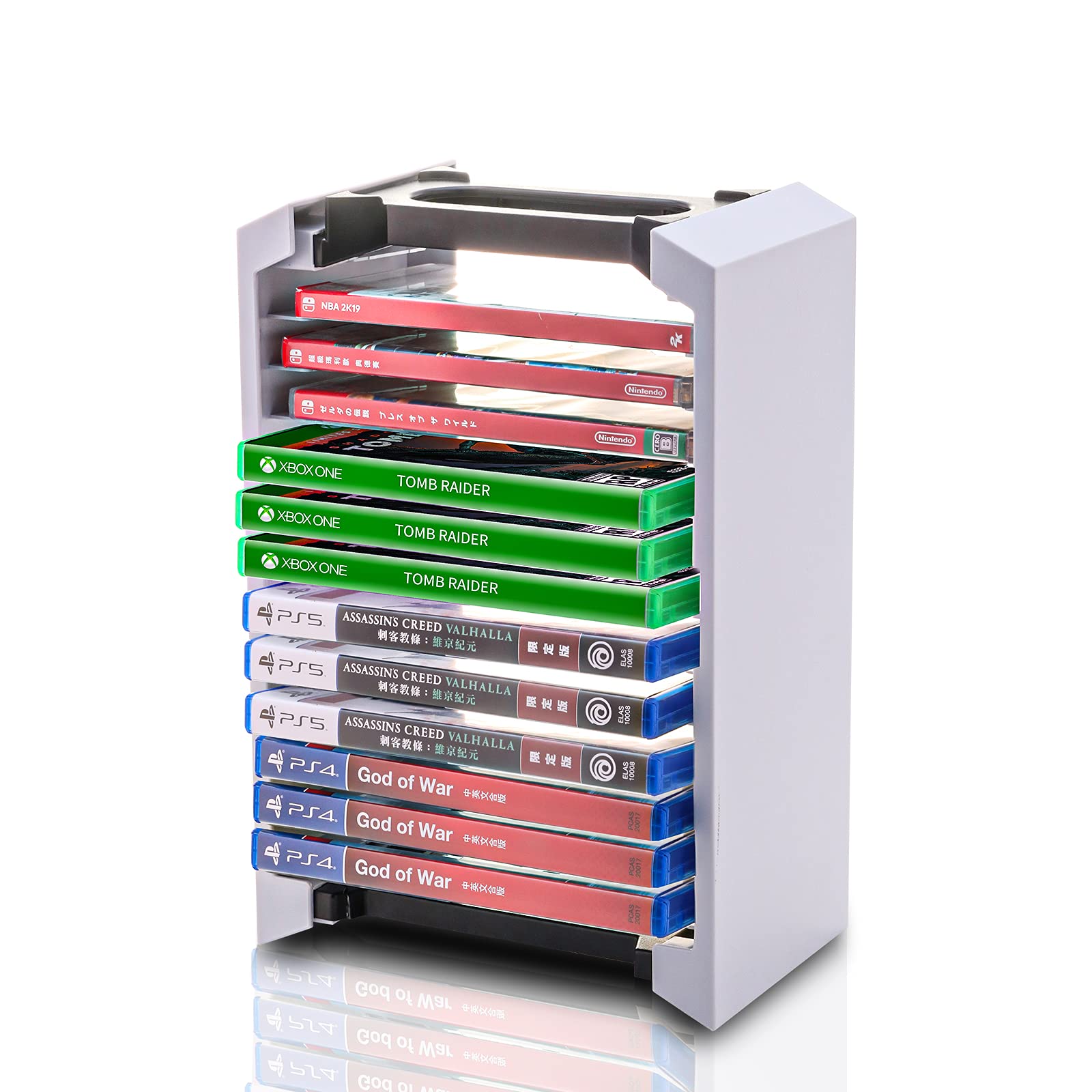 ECHZOVE PS5 Game Holder & Storage Tower - Organizer Stand for PS5, PS4, Xbox Game Cases - Perfect for Gaming Room & Entertainment Center Organization