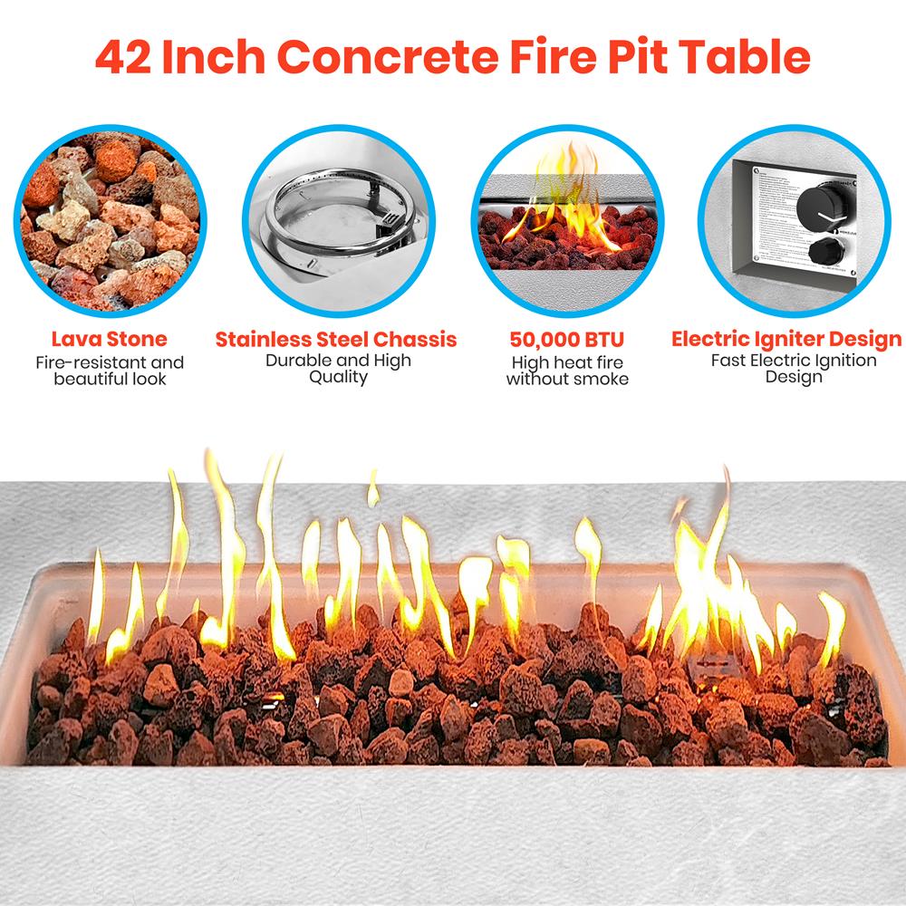 Outdoor Propane Gas Fire Pit for Backyard, Patio, and Camping - Stainless Steel Fire Pit Table with Lava Rocks - Perfect for Gatherings, Relaxing, and Heating
