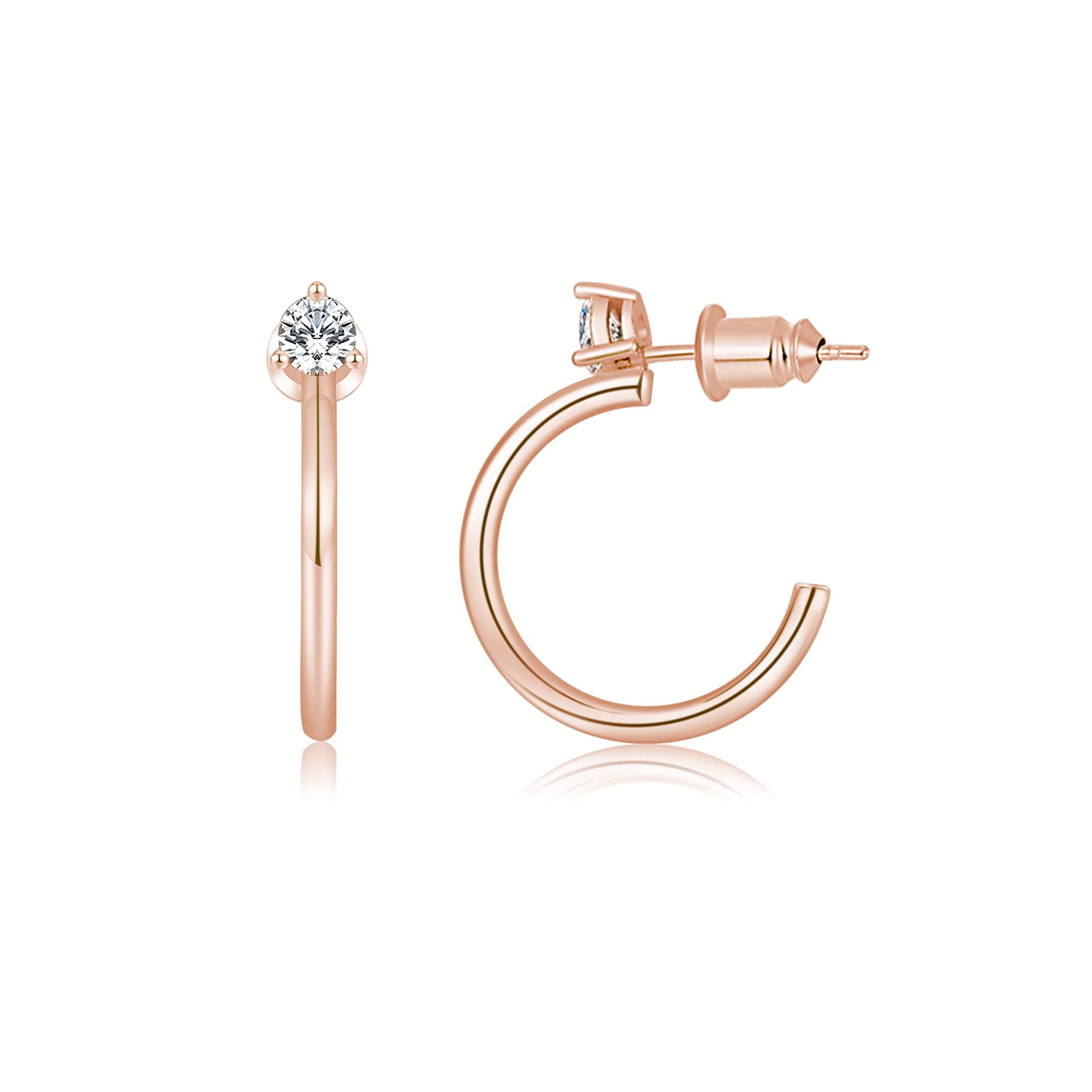 14K Gold Plated Hoop Earrings for Women - Thin Lightweight Cubic Zirconia Hoops - Perfect for Everyday Wear, Parties & Gifts