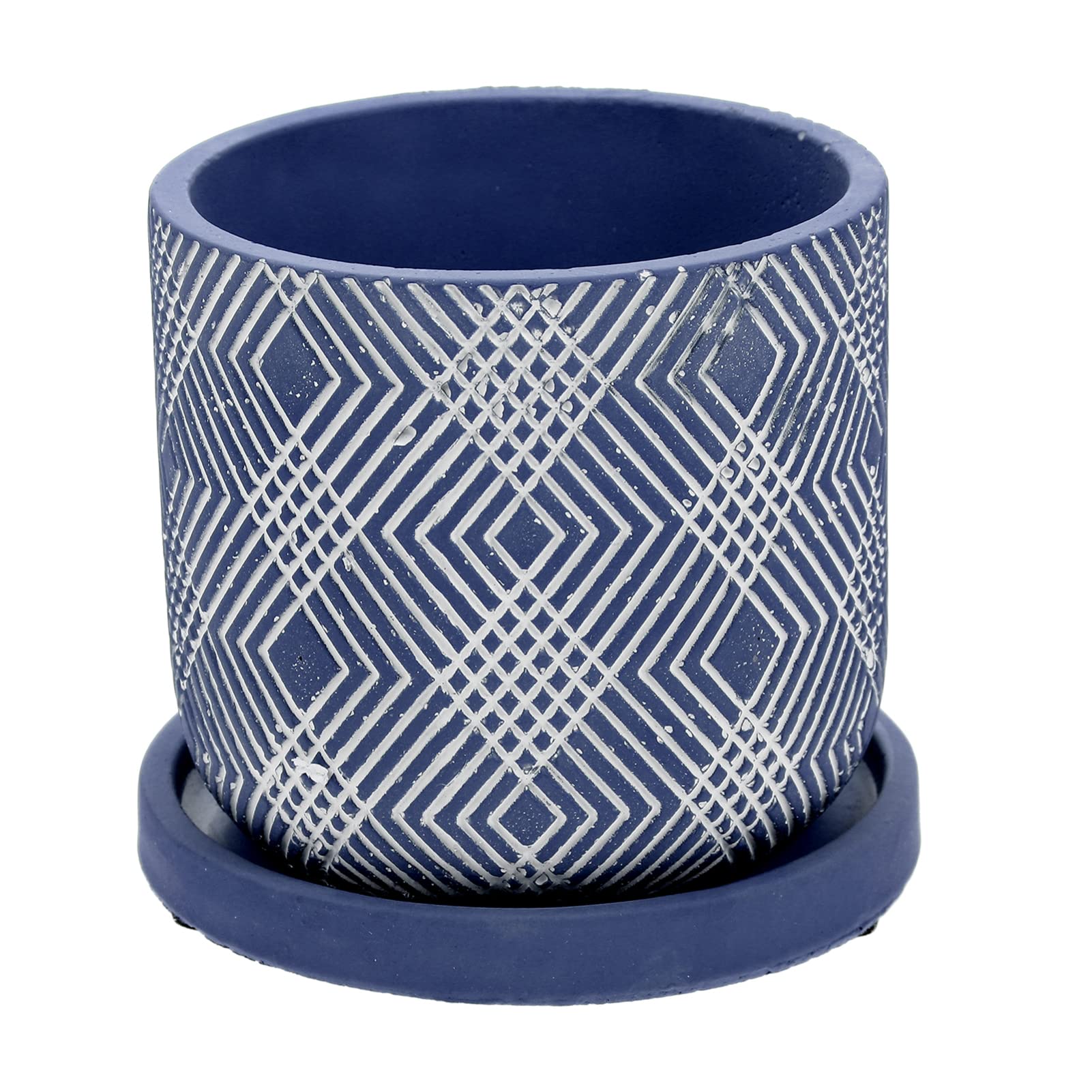 Geometric Ceramic Flower Pot Set - Indoor Outdoor Planters for Succulents, Roses & Houseplants - Nordic Style Cement Planter with Chinese Design - Perfect for Home Decor, Office & Garden Use