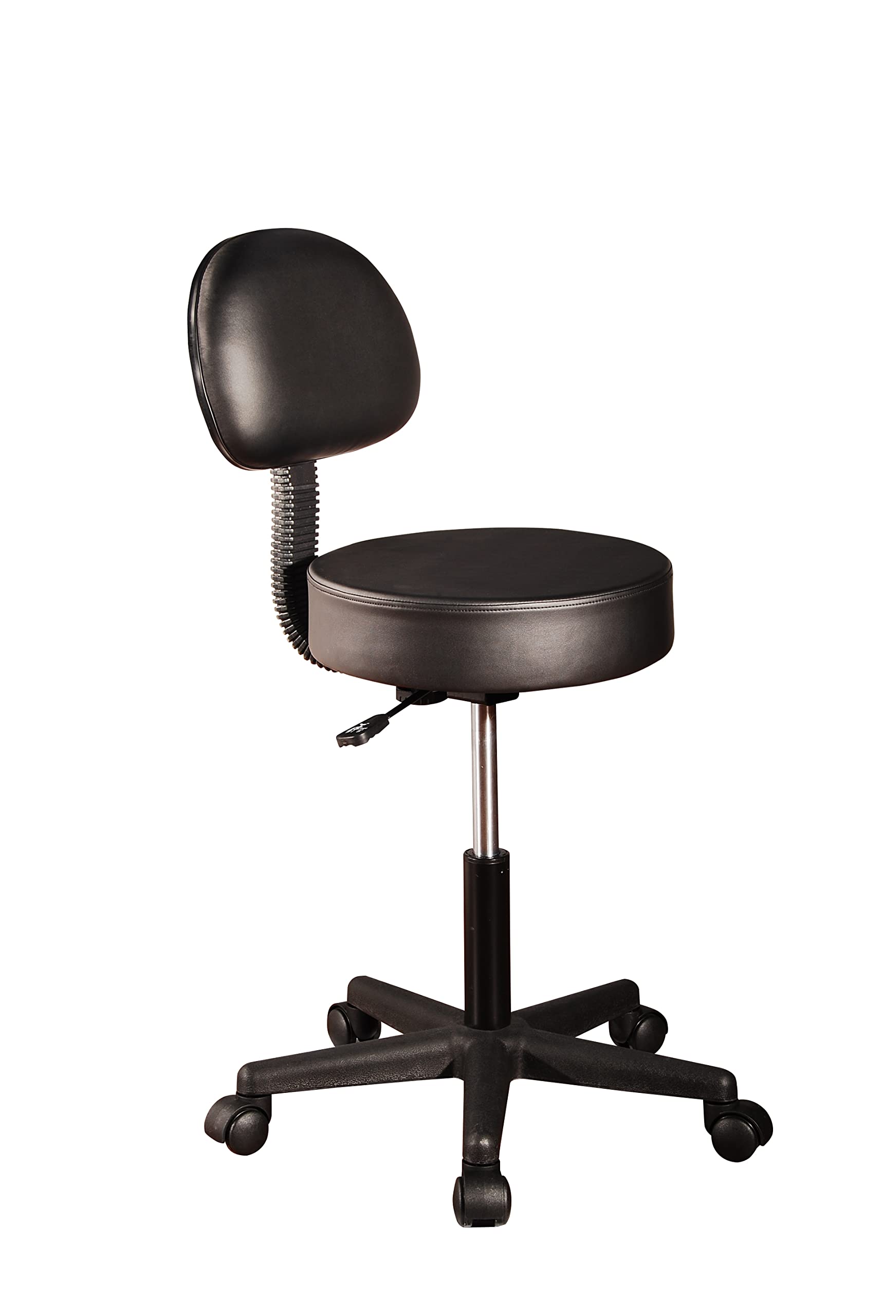 Master Massage Pneumatic Rolling Massage Stool with Adjustable Backrest - Black (1 Count) - Portable Massage Chair for Home, Office & Spa - Relieves Back Pain & Muscle Tension
