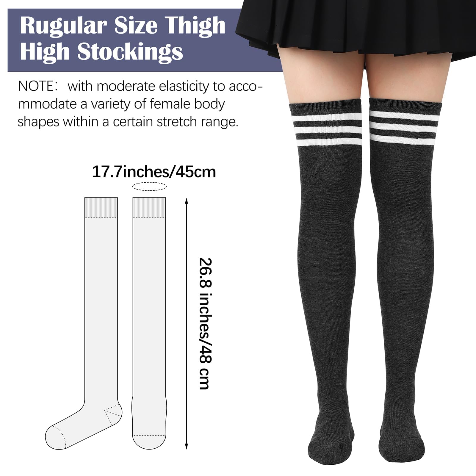 Aneco 5 Pairs Over Knee Socks for Women & Girls - Knee High Thigh Boot Stockings - Cosplay, Daily Wear & Fashion Outfits - Perfect for Winter, Boots & Stylish Looks