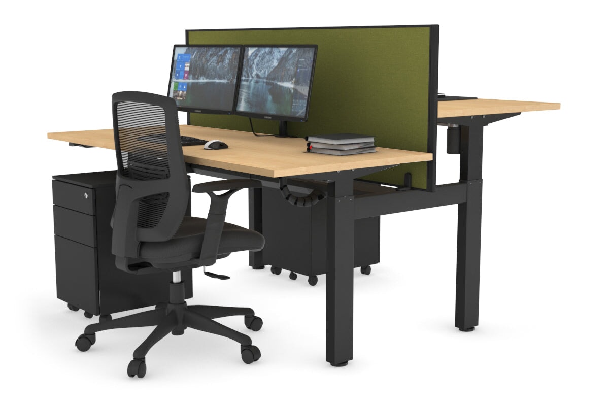Adjustable 2-Person H Bench Workstation - Black Frame [1200L x 700W] - Perfect for Office, Workshop, or Home Use