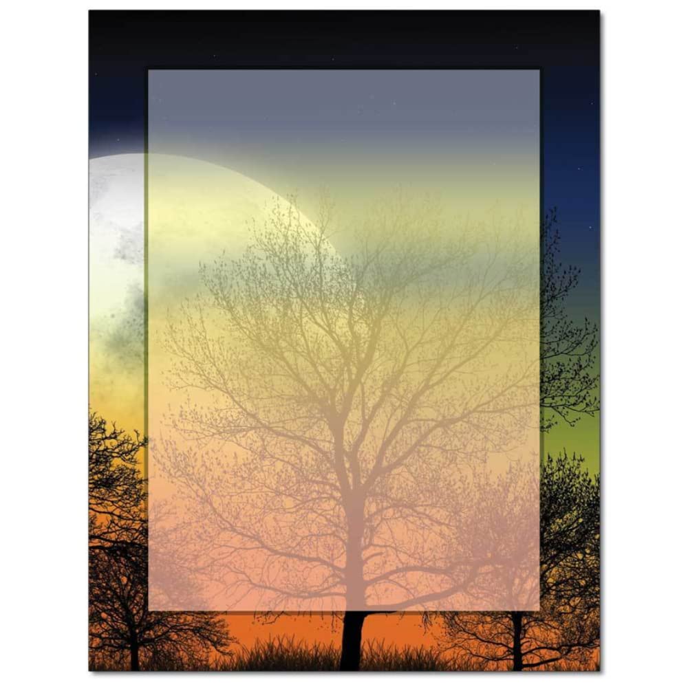 Premium Autumn Moon Letterhead Paper - 100 Sheets for Laser & Inkjet Printers - Perfect for Fall Invitations, Thank You Cards & Seasonal Business Correspondence