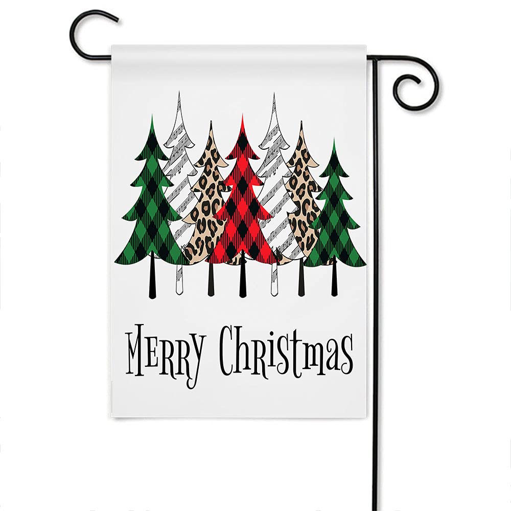 Wondertify Double Sided Christmas Garden Flag - Red Green Buffalo Plaid & Leopard Print Holiday Yard Decor - 12x18 Inch Outdoor Porch Flag for Festive Home Decoration | Perfect for Front Yard, Lawn, and Seasonal Celebrations