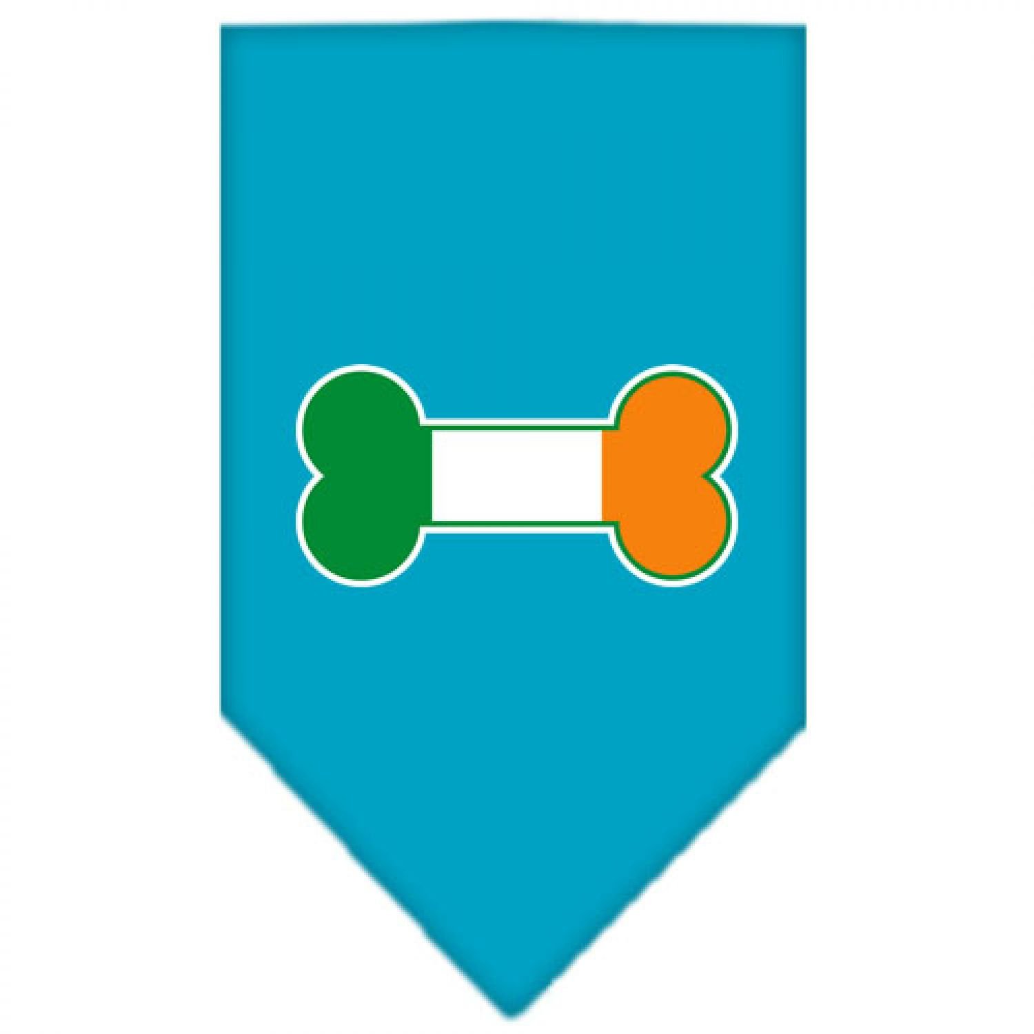 Ireland Flag Bone Print Dog Bandana - Turquoise Small Pet Bandana for St. Patrick's Day & Irish Themed Events