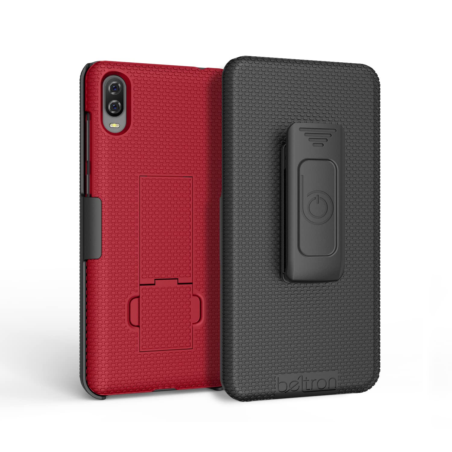 Premium Beltron Slim Protective Case with Kickstand & Belt Clip Holster for Jitterbug Smart3 Phone - Durable Grip Cover for Seniors - Perfect for Everyday Use, Travel & Easy Access (Red)