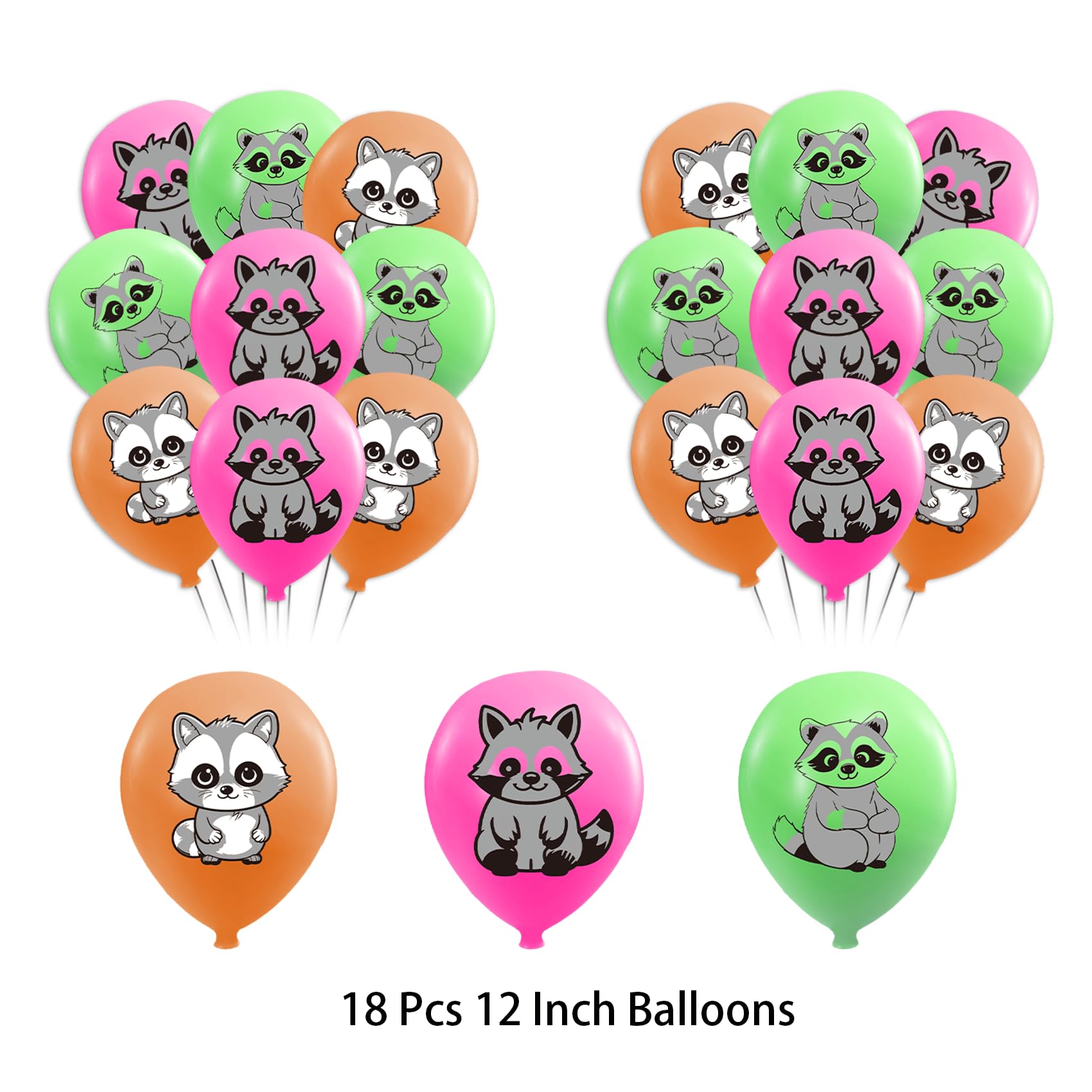 Raccoon Party Decorations Set - Woodland Baby Shower & Birthday Supplies Kit with Banner, Spirals, Cake Topper, Cupcake Toppers, Balloons for Nursery Theme, Gender Reveal & First Birthday Parties