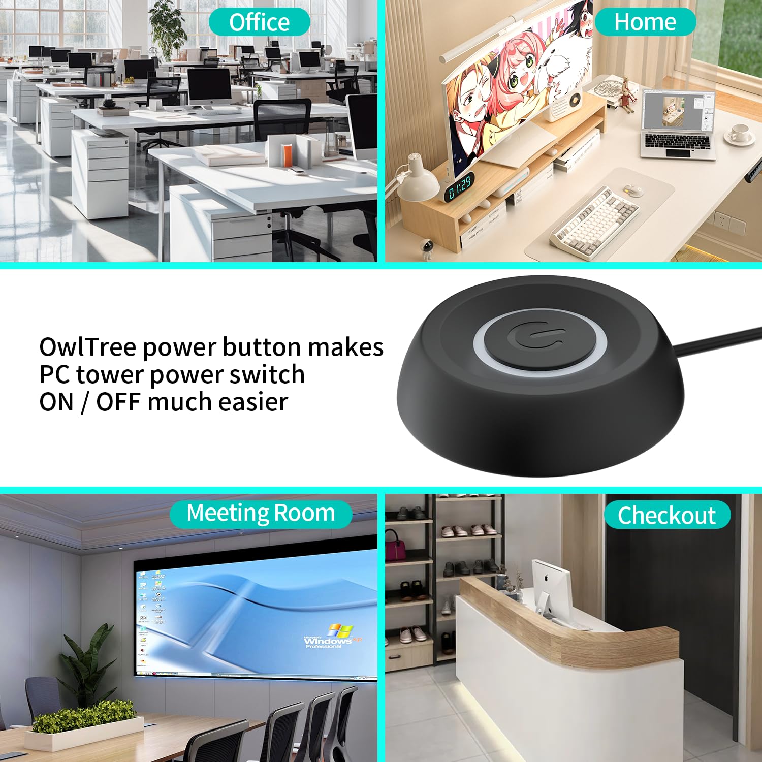 PC Power Button - External Desktop Power Switch with LED, ON/OFF Power Supply Button for Computer Motherboard - Perfect for DIY PC Builds and Computer Repairs