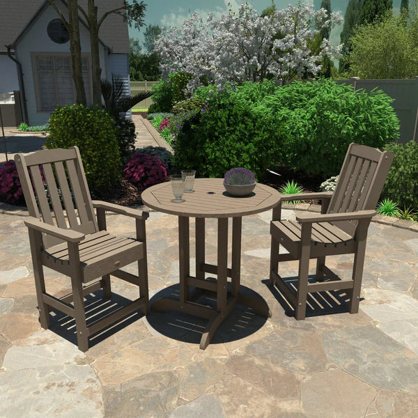 Lehigh 3-Piece Round Counter Height Outdoor Patio Dining Set with Weather-Resistant Chairs - Perfect for Backyard, Garden, and Poolside Entertaining