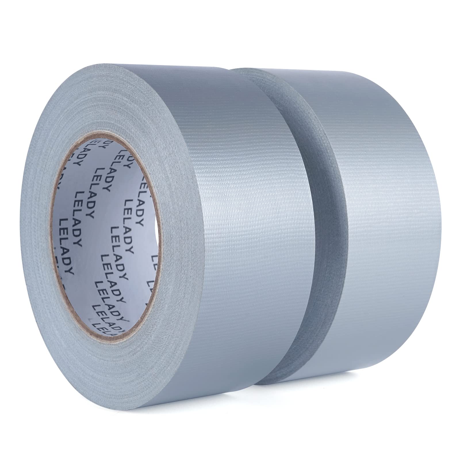 LELADY Heavy Duty Duct Tape 2 Inch x 40 Yards - 2 Rolls, Silver Gray High Adhesive Waterproof Tape for Packing, Industrial & Professional Use | No Residue, Strong Bonding for Repairs, Sealing, Crafting & Home Projects
