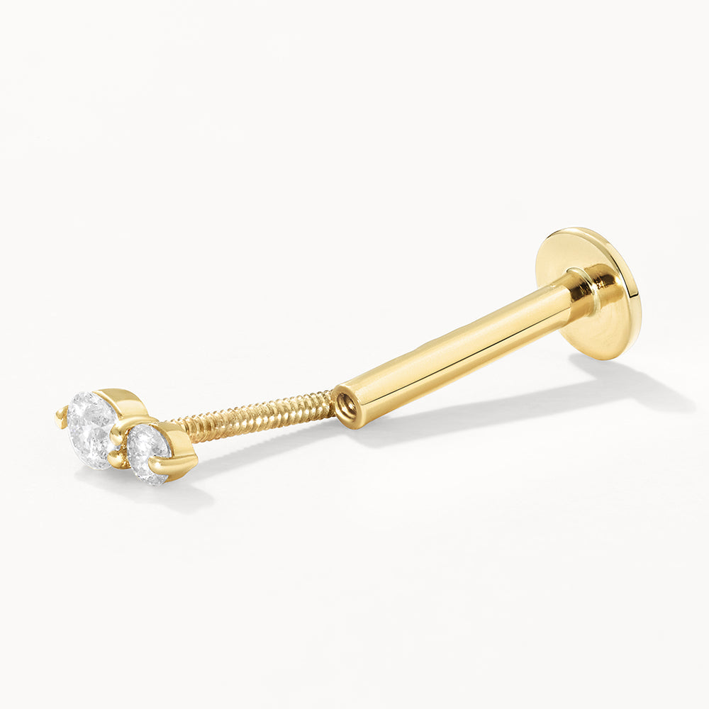 10k Gold Diamond Twin Cluster Helix Single Stud Earrings for Women - Perfect for Parties, Weddings & Everyday Elegance