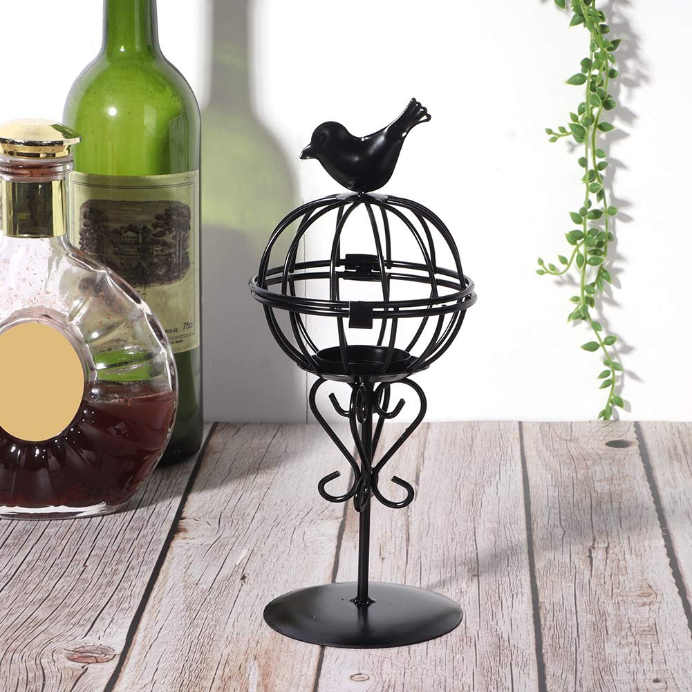 Elegant Black Iron Bird Cage Candle Holder - Decorative Candlestick for Living Room, Wedding, Party, Hotel & Courtyard - Perfect for Romantic Dinners, Outdoor Events & Home Decor