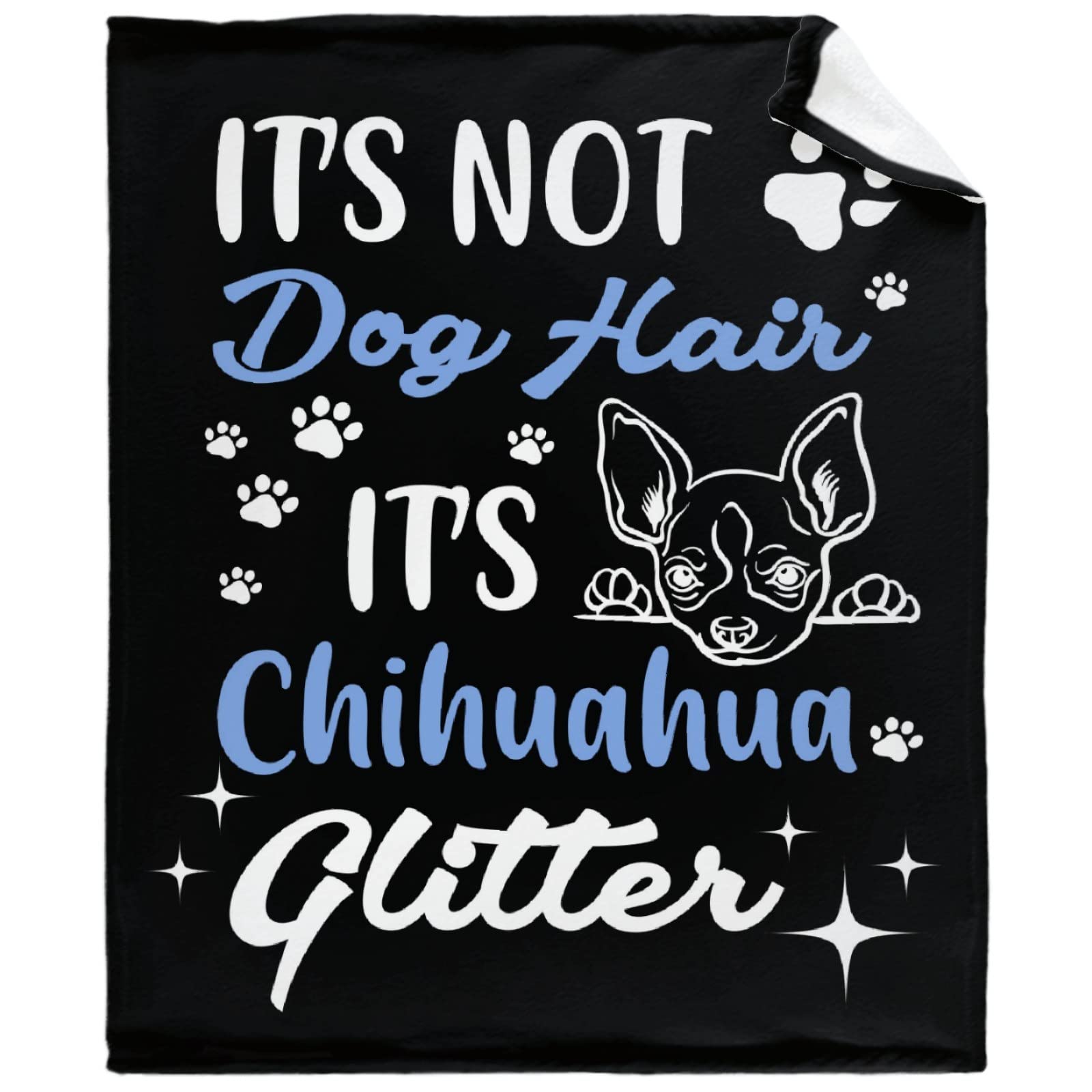 Super Soft Chihuahua Glitter Fleece Throw Blanket - 60 x 50 Inch Funny Pet Lover Gift for Bed, Couch & Sofa - Cozy Travel Blanket for Teens, Adults & Dog Owners - Perfect for Netflix Nights, Camping & Home Decor
