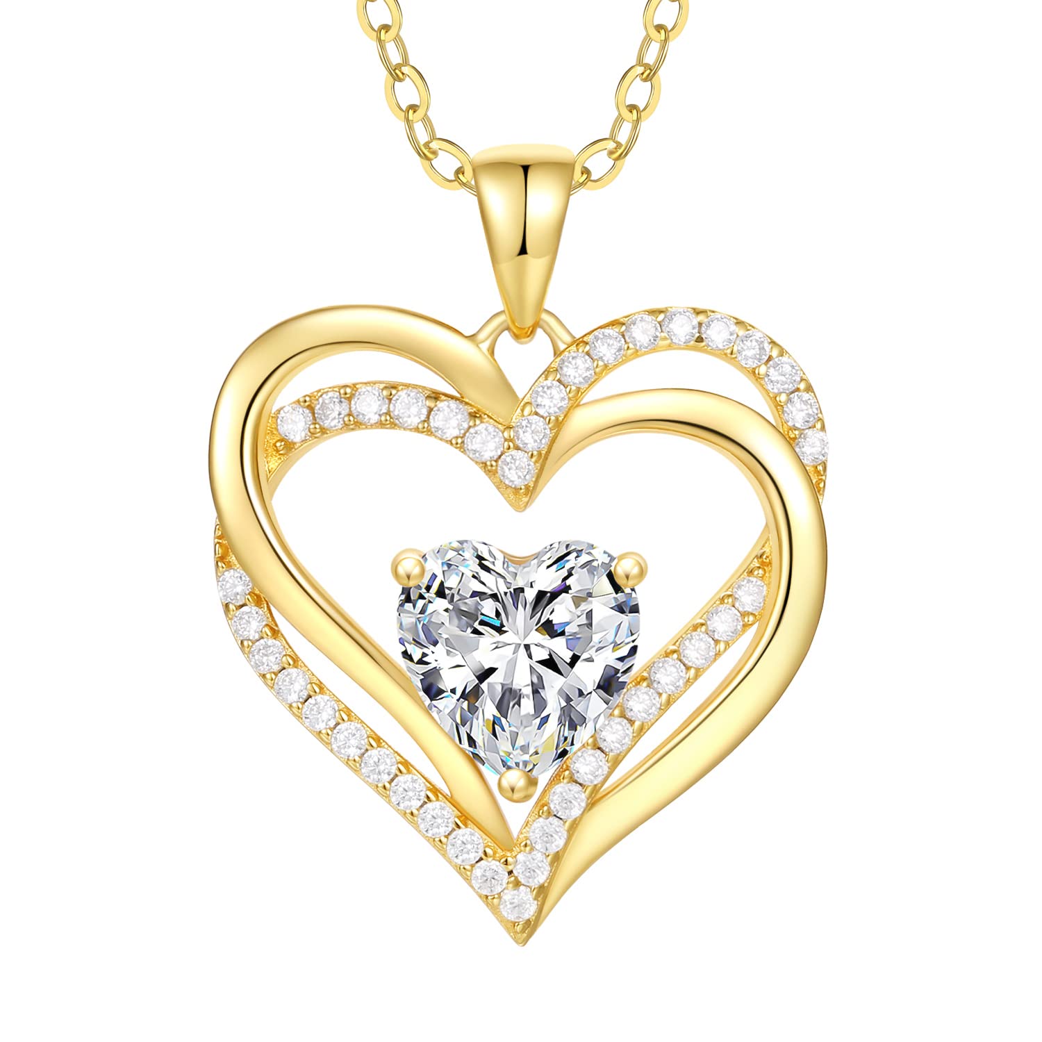 Heart Necklace for Women - 925 Sterling Silver Gold-Plated Birthstone Pendant | Mother's Day, Birthday, Anniversary Jewelry Gift for Her | Perfect for Valentine's Day, Weddings & Special Occasions