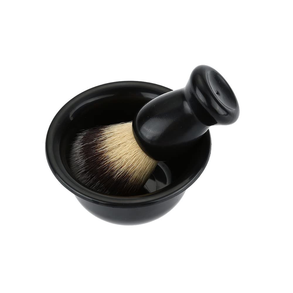 3 in 1 Men's Shaving Brush Kit with Acrylic Brush & Black ABS Resin Bowl - Premium Beard Cleaning Tools for Wet Shaving - Ideal Gift for Men, Home & Travel Use