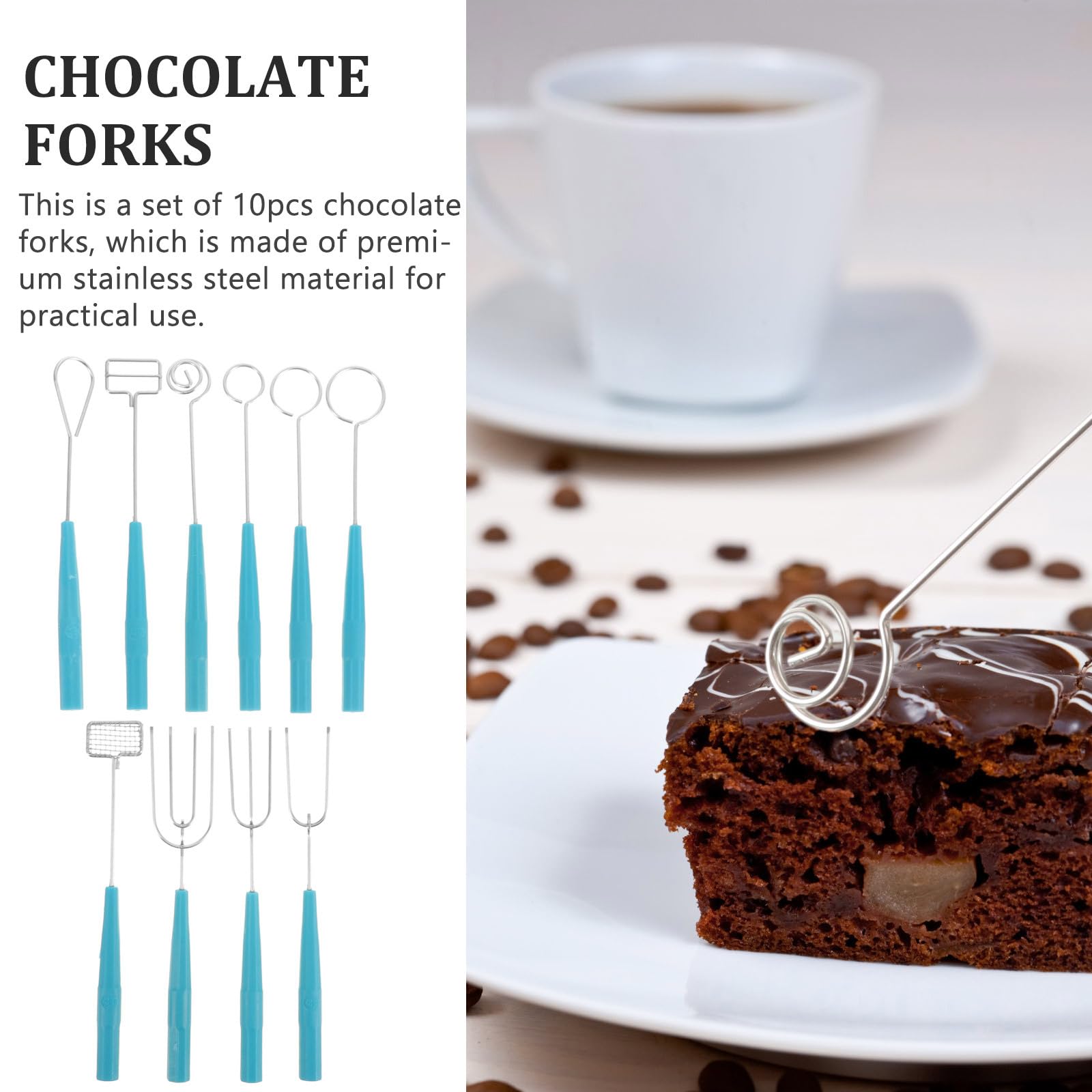 PRETYZOOM 10PCS Stainless Steel Chocolate Candy Dipping Forks - Fondue Forks Set for Baking, DIY Desserts, Candy Making & Party Decorations - Perfect for Valentine's Day, Christmas & Home Kitchen Use