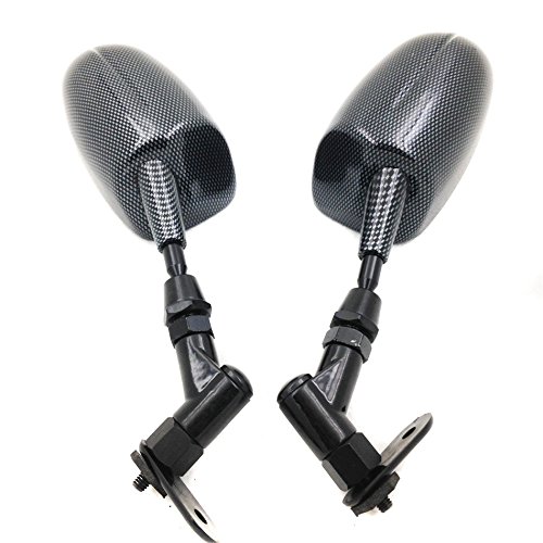XKH Motorcycle Mini Mirrors - Universal Fit for Honda CBR600RR, Kawasaki Ninja 636 ZX6R, Yamaha YZF R6 R1 - Carbon Fiber Design - Perfect for Street Racing & Urban Commuting