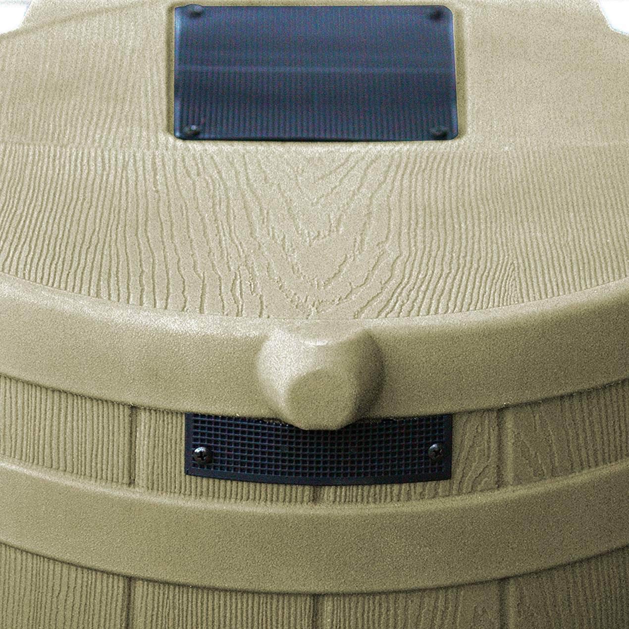 Good Ideas Rain Wizard 50 Gallon Plastic Rain Barrel with Brass Spigot - Water Collector for Garden & Outdoor Use (Khaki, 2 Pack) - Perfect for Eco-Friendly Water Conservation & Landscaping