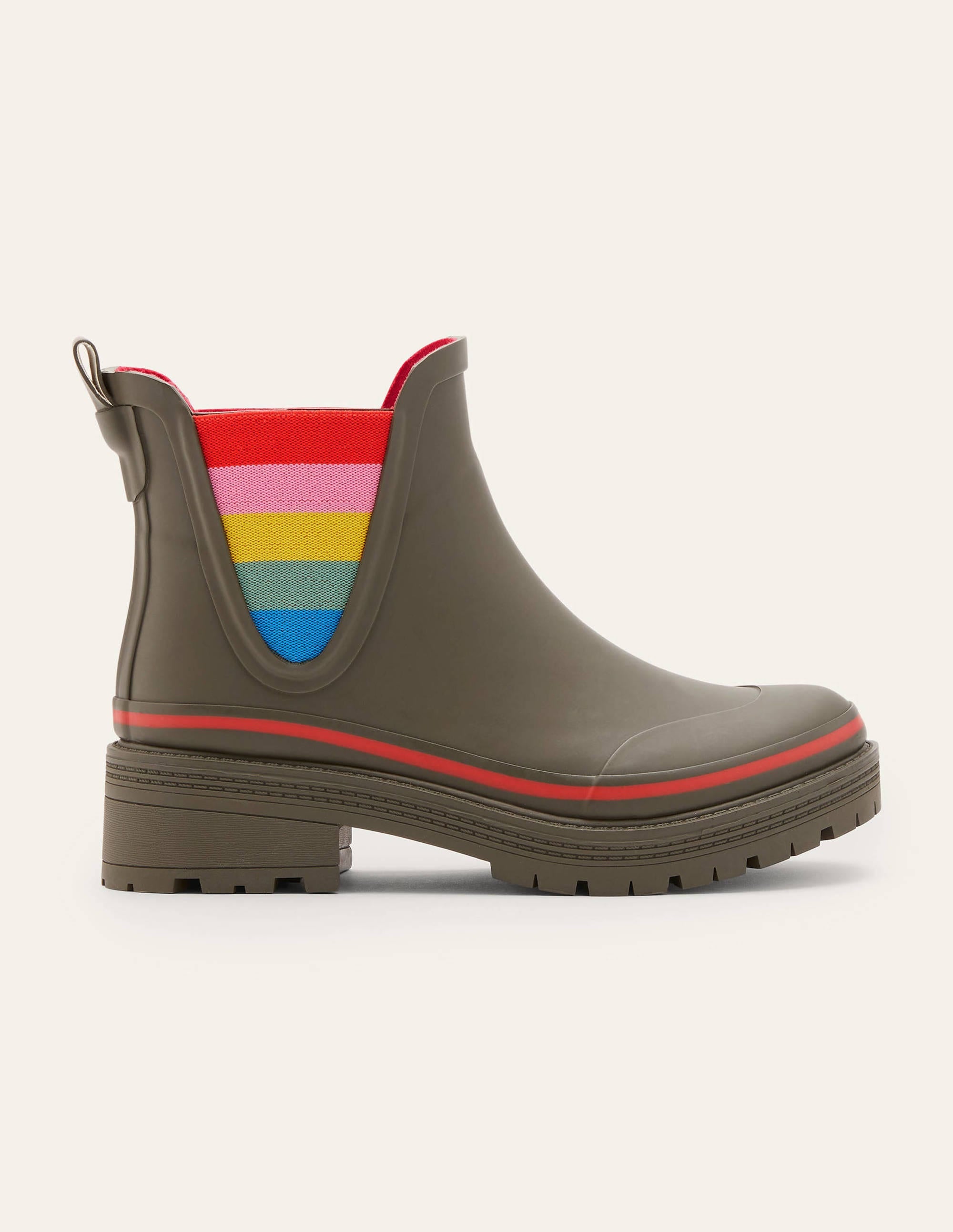 Bamburgh Classic Khaki/Cherry Red Wellington Boots - Waterproof Rain Boots for Women & Men - Perfect for Gardening, Hiking, and Outdoor Adventures