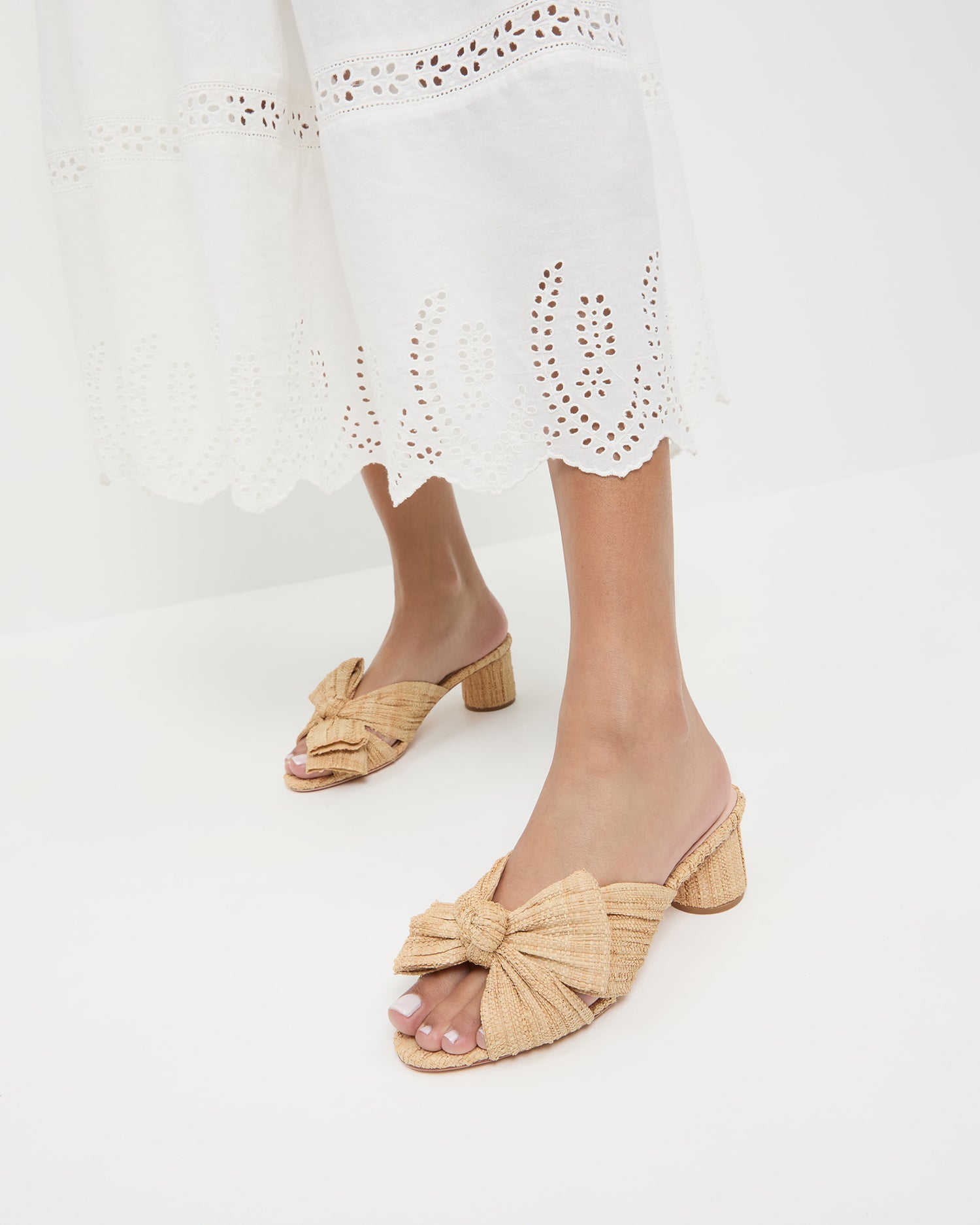 Emilia Natural Pleated Bow Heel - Elegant Women's Dress Shoes for Weddings, Parties & Special Occasions