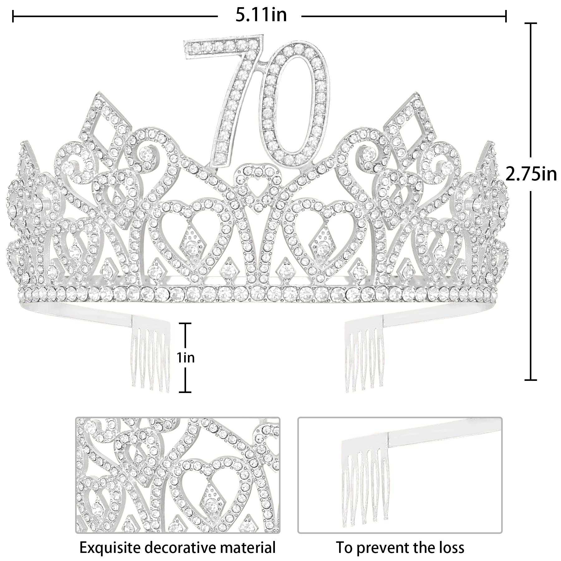 70th Birthday Gifts for Women - Elegant Birthday Decorations Set with Sash & Crown - Perfect for 70th Birthday Party Decorations, Milestone Celebrations & Special Occasions