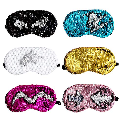 Ayygift 6-Pack Reversible Glitter Mermaid Sequins Sleep Eye Mask Set - Soft Blindfold for Sleeping, Travel & Relaxation - Perfect for Spa, Nap, Meditation & Nighttime Use