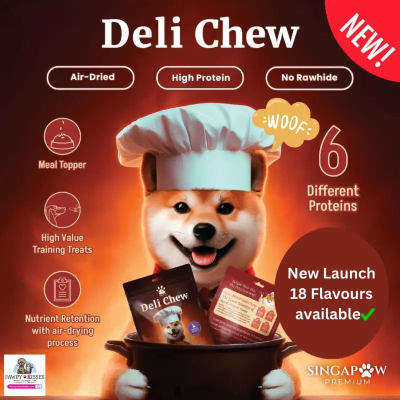 Premium Air-Dried High Protein Dog Treats - Chicken, Beef, Turkey, Duck, Salmon & Cod - Natural Chews for Training, Rewards & Dental Health - Singapaw Deli Chew Assortment